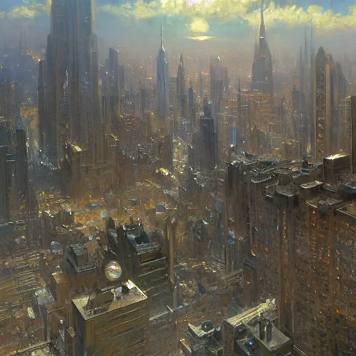 Prompt: detailed cinematic wide shot of grey metropolis, ultra realistic, spring light, painting by gaston bussiere, craig mullins, j. c. leyendecker