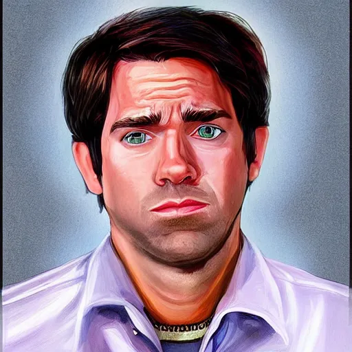 Image similar to jim hapert from the office as a gta character, painting, john krasinski,