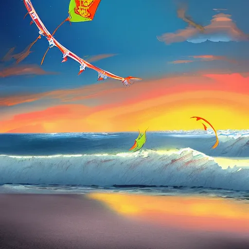 Prompt: a digital painting of a deserted seaside coast temple in tibet, sunrise, waves, kites, storm in the background, fantasy art, art by daarken, wayne reynolds, chuck luckacs, lars grant-west