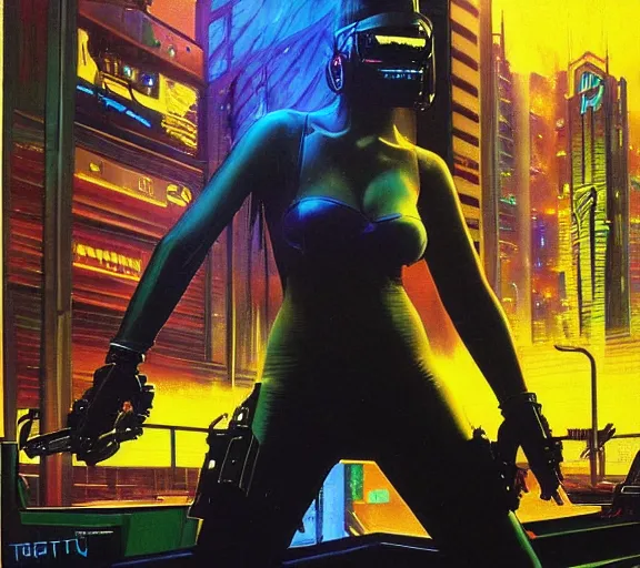 Image similar to a portrait of a cyberpunk epic Friday night firefight, Night City, cyberpunk 2077, very very coherent painting, 1979 OMNI Magazine Cover, street level neo-Tokyo in Cyberpunk 2045 style by Vincent Di Fate by mark arian by artgerm in the style of Dore, 4k, 8k, HD, trending on artstation