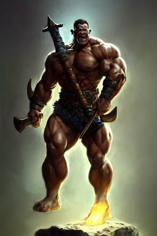 Prompt: full body portrait of [ [ [ john cena ] ] ] as a barbarian, by frank frazetta, greg rutkowski and peter mohrbacher, dramatic action pose, extremely detailed shading, sharply focused, concept art, digital painting, trending on artstation, unreal engine 5, octane render, atmosphere, glow, cinematic lighting, full of color