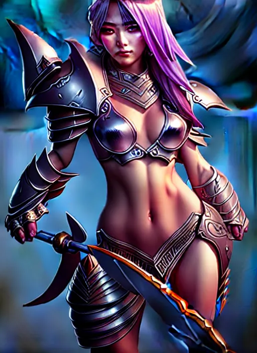 Image similar to sakimi chan, armor, detailed face, dynamic lighting, tony sart