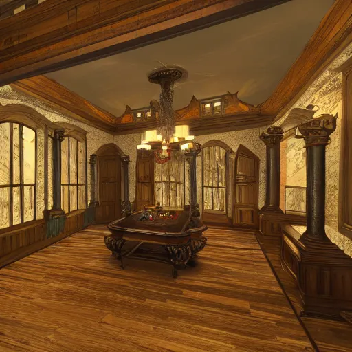 Image similar to the inside of a mansion, dungeons and dragons, 4 k, highly detailed