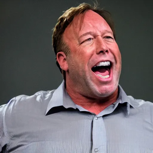 Image similar to alex jones screaming, in jail forever