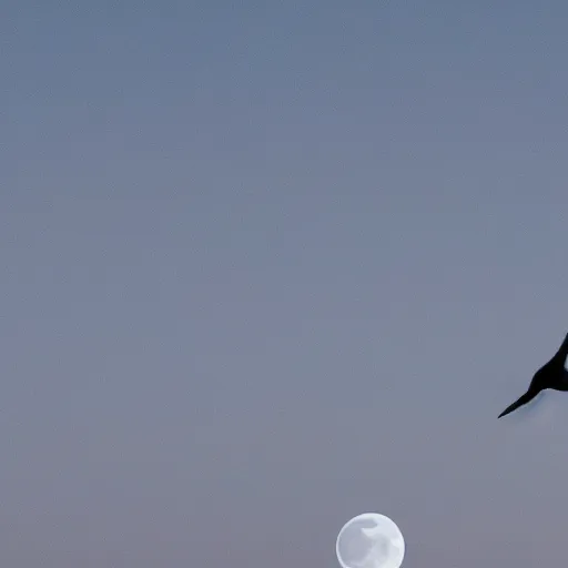 Prompt: a photo of a bird flying in front of a full moon