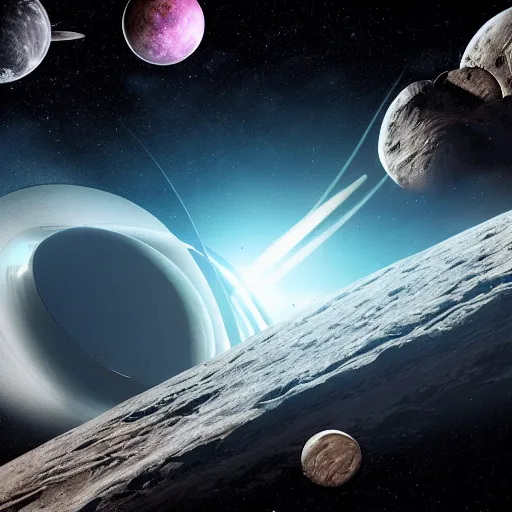 Prompt: futuristic asteroid colony in space