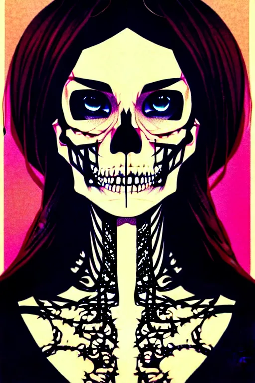 Image similar to anime manga skull portrait young arab woman, glitcched, glitch pixels, skeleton, intricate, elegant, highly detailed, digital art, ffffound, art by JC Leyendecker and sachin teng