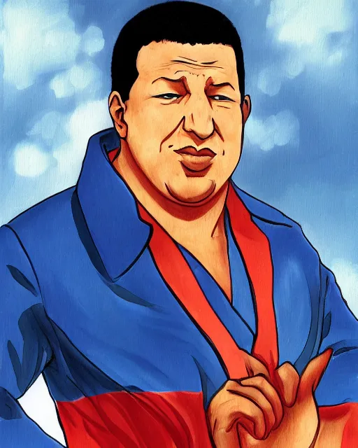 Image similar to Hugo Chavez portrait by Baki, Baki style, Baki, anime