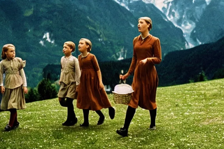 Image similar to still image from the sound of music by david cronenberg, body horror, ultra detailed, finely detailed