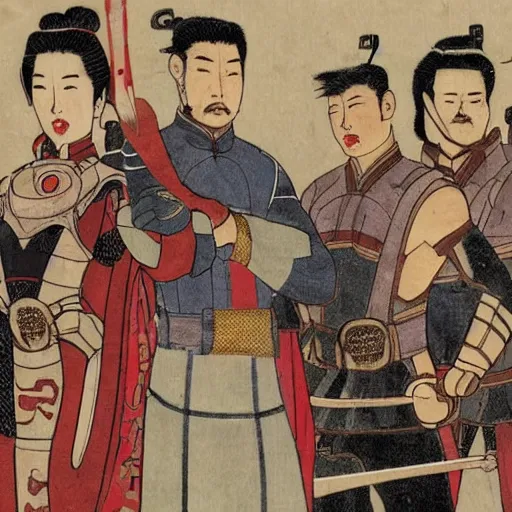Prompt: the avengers in old china in tang dynasty