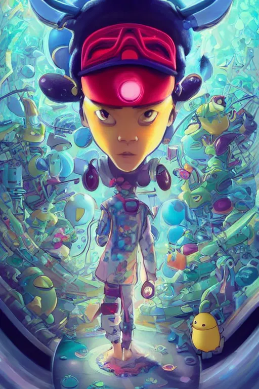 Image similar to lofi BioPunk Pokemon Pikachu portrait Pixar style by Tristan Eaton_Stanley Artgerm and Tom Bagshaw,