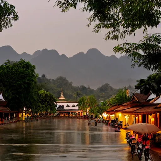 Prompt: luang prabang in the style of James gurney