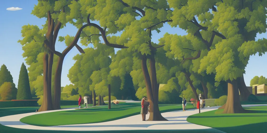 Prompt: assiniboine park by kenton nelson