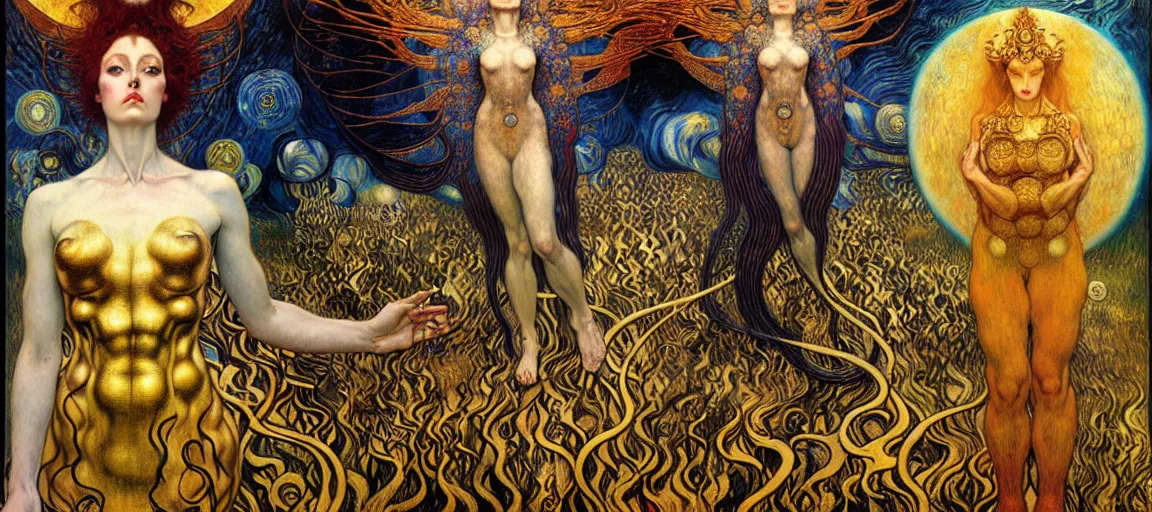 Image similar to Divine Chaos Engine by Karol Bak, Jean Delville, William Blake, Gustav Klimt, and Vincent Van Gogh, symbolist, visionary