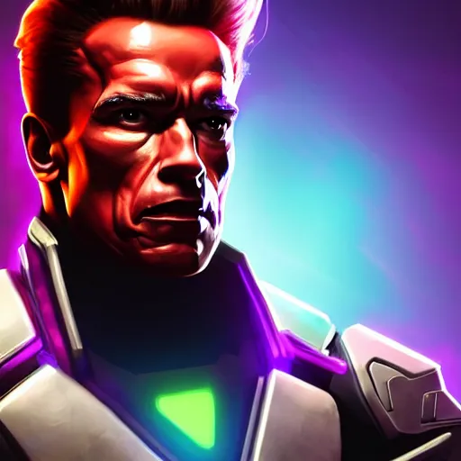 Prompt: a screenshot of arnold schwarzenegger as sombra in overwatch, portrait, fantasy, beautiful face, vivid colors, elegant, concept art, sharp focus, digital art, hyper - realistic, 4 k, unreal engine, highly detailed, hd, dramatic lighting by brom, trending on artstation