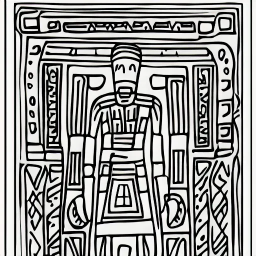 Image similar to children's coloring book page of a 30 year old man in ancient Canaanite clothing, simple line art