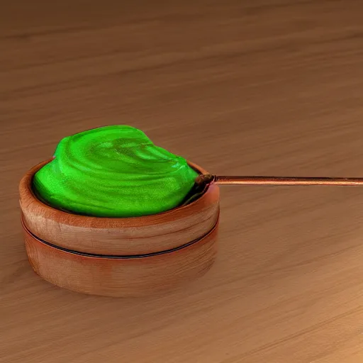 Image similar to short wooden cane with green slime on it, octane render