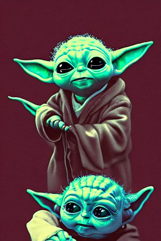 Image similar to baby yoda as a dj, illustration, highly detailed, artstation, grogu