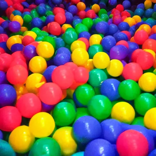 Prompt: color studio photo of lots of cats playing in a ball pit