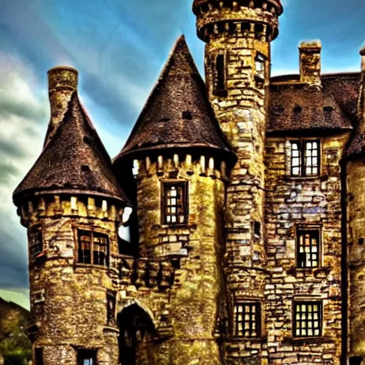 Image similar to medieval castle steampunk style