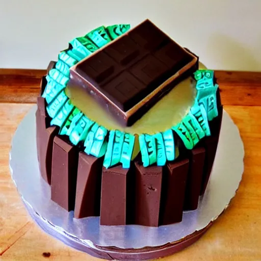 Image similar to multi level chocolate cake in the shape or a computer, very tasty