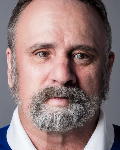 Prompt: A high-quality studio portrait of a middle-aged man with piercing eyes, bokeh, 90mm, f/1.4