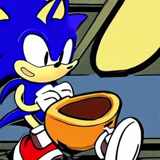 Prompt: sonic the hedgehog doomscrolls his phone on the toilet. photojournalism, award winning, documentary, cover story
