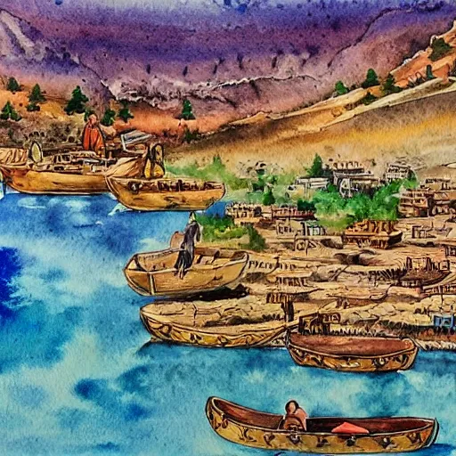 Image similar to watercolor kurdish destination, highly detailed, 4 k