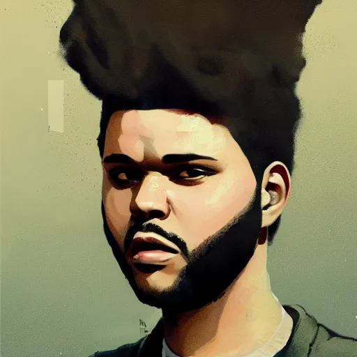 Prompt: The Weeknd profile picture by Greg Rutkowski, asymmetrical, Organic Painting , Matte Painting, geometric shapes, hard edges, street art, trending on the artstation:2 by Sachin Teng:4