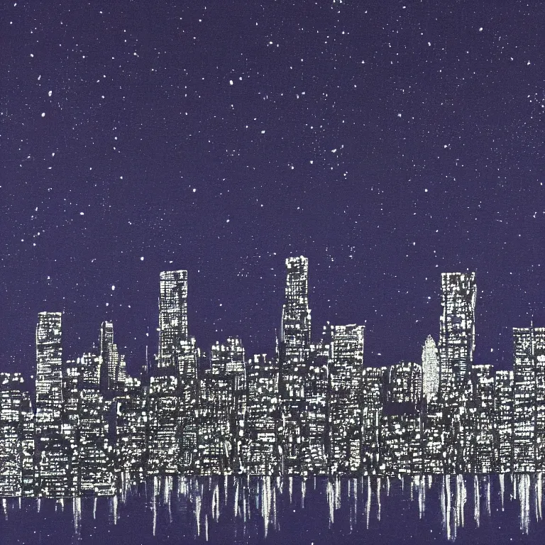 Image similar to a skyline by night