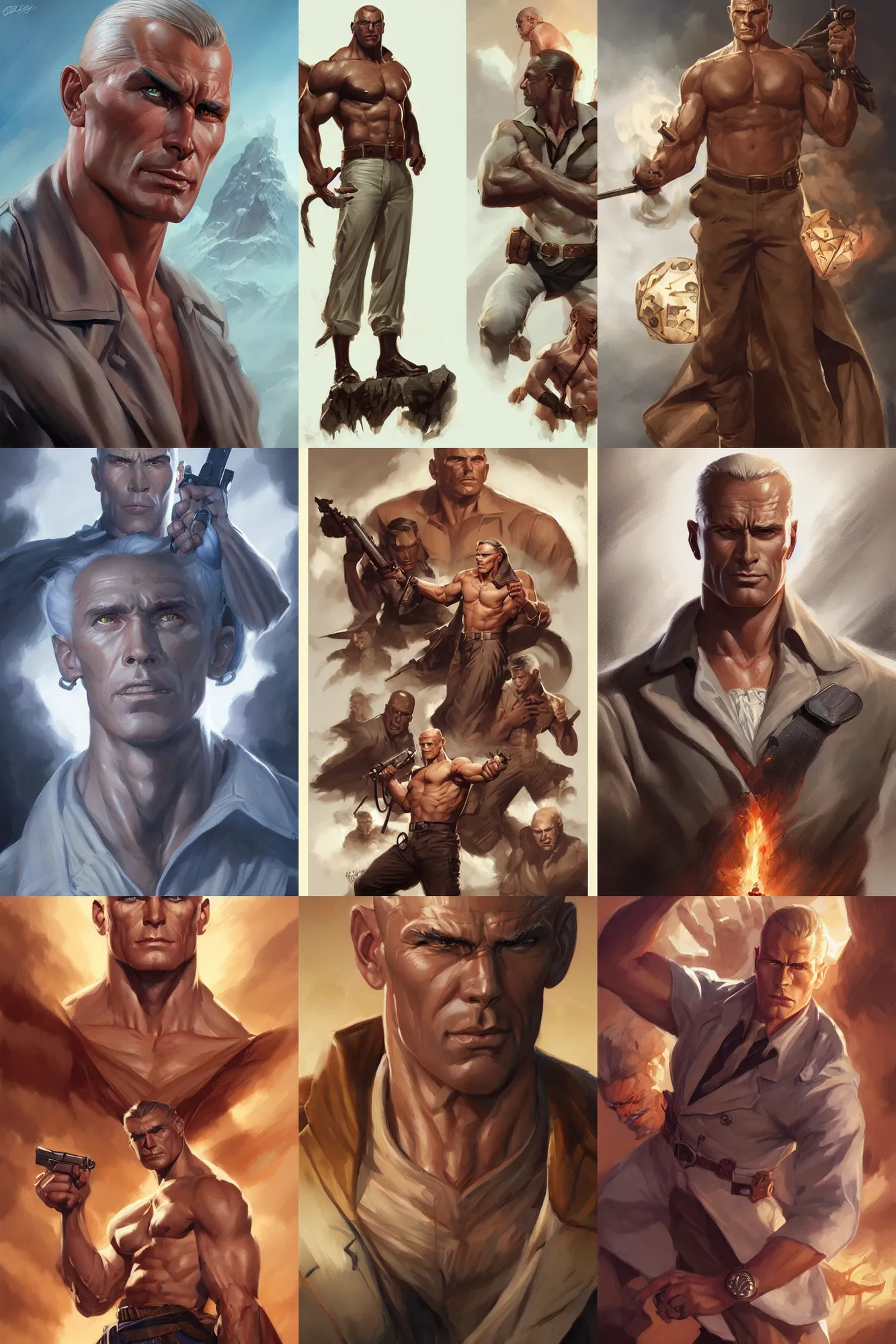 Image similar to doc savage, D&D, fantasy, portrait, highly detailed, digital painting, trending on artstation, concept art, sharp focus, illustration, art by artgerm and greg rutkowski and magali villeneuve