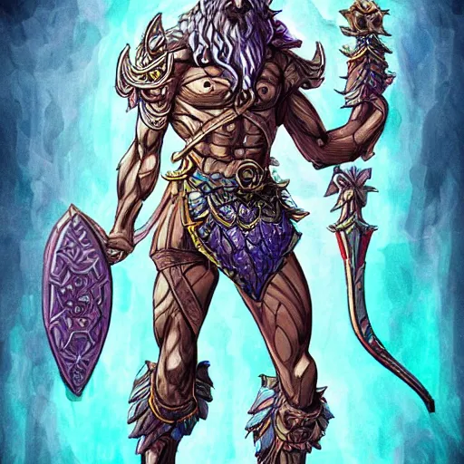 Image similar to poseidon, d & d style, trending on artstation, colorful, intricate,