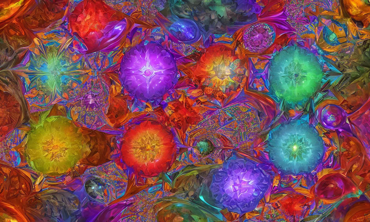 Image similar to voronoi engine laboratory 3 d volume kaleidoscope mandala fractal chakra digital multicolor stylized concept substance by artgerm, rossdraws, norman rockwell, magali villeneuve, gil elvgren, alberto vargas, earl moran, enoch bolles radiating a glowing aura global illumination ray tracing hdr