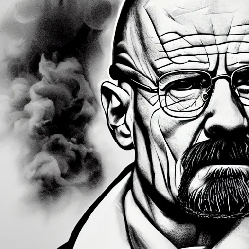 Image similar to a detailed portrait of walter white vaping, art illustration, incredibly highly detailed and realistic, 8 k, sharp focus