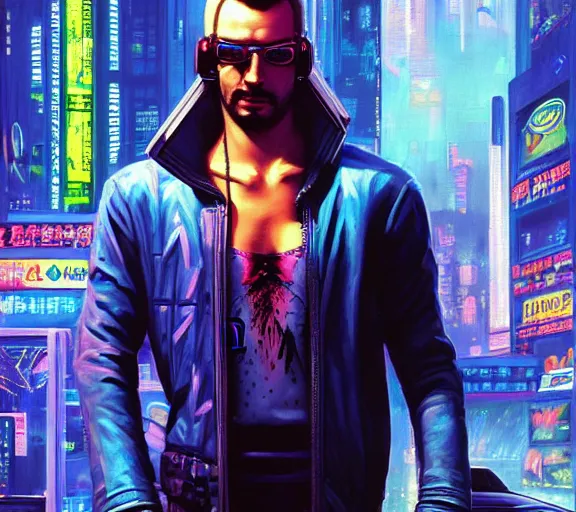 Image similar to a portrait of a cyberpunk person, Night City, cyberpunk 2077, very very coherent painting, 1979 OMNI Magazine Cover, street level neo-Tokyo in Cyberpunk 2077 style by Vincent Di Fate by mark arian by artgerm, 4k, 8k, HD, trending on artstation