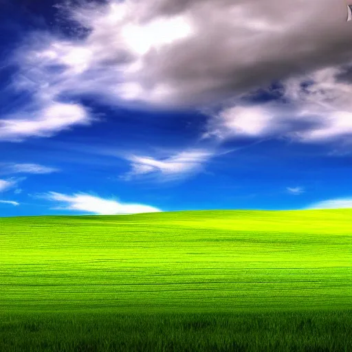 Prompt: Windows XP bliss wallpaper
