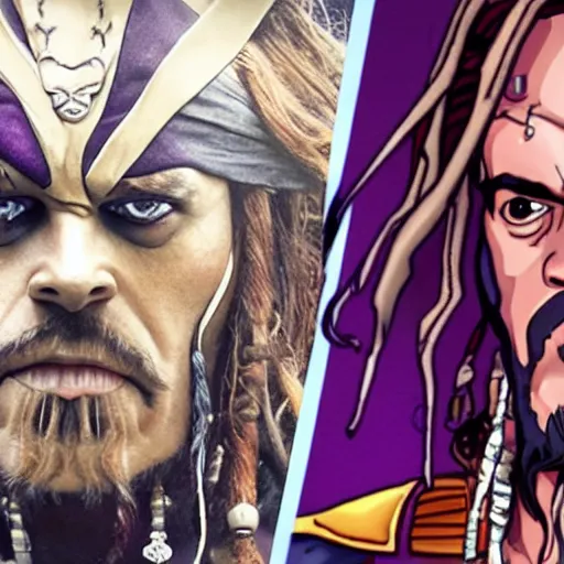 Prompt: thanos as jack sparrow, highly detailed