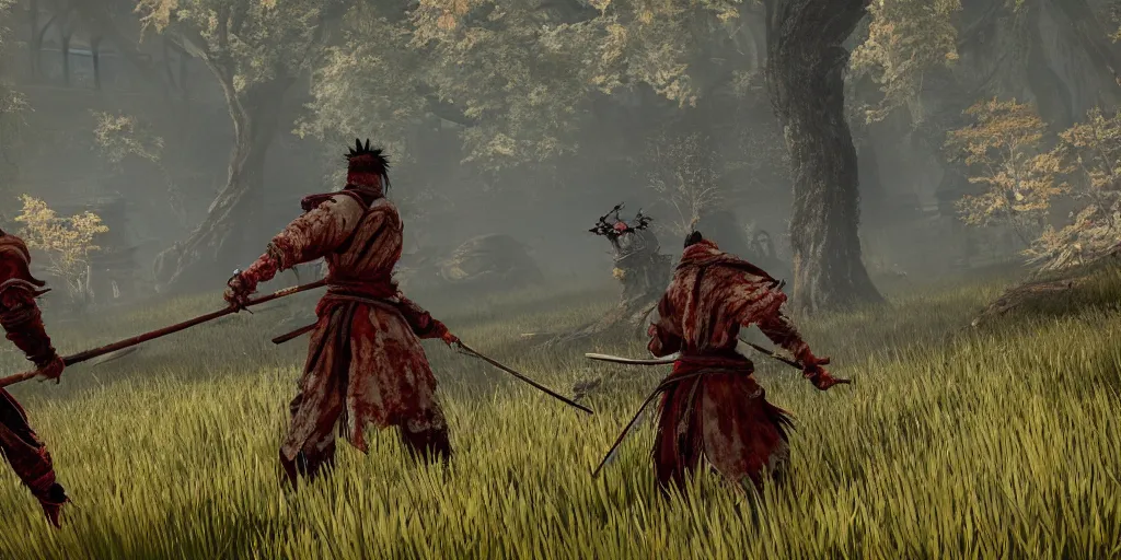 Image similar to a stunning screenshot of a flesh forest in sekiro