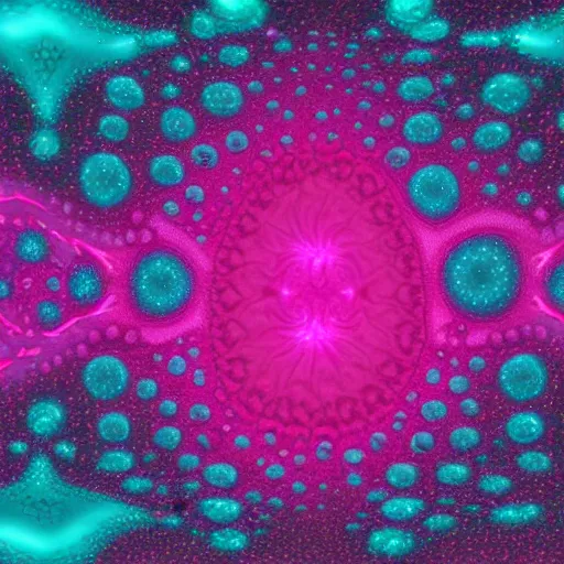 Prompt: a fractal warp core made of slime exploding, artwork by star trek