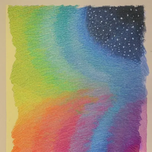 Prompt: Colored pencil art on paper, Rainbow created by moonlight at night in a forest, highly detailed, artstation, MasterPiece, Award-Winning, Caran d'Ache Luminance