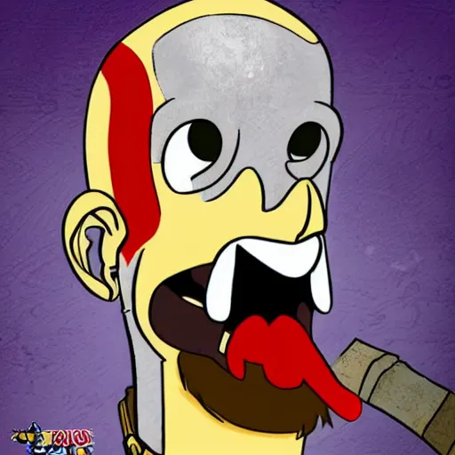 Prompt: kratos as adventure time character