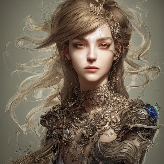 Prompt: the portrait of a lawful evil alignment personified as an absurdly beautiful, graceful, elegant, sophisticated, young woman, an ultrafine hyperdetailed illustration by kim jung gi, irakli nadar, intricate linework, bright colors, octopath traveler, final fantasy, unreal engine 5 highly rendered, global illumination, radiant light, detailed and intricate environment