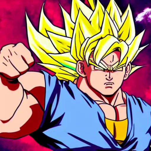 Image similar to mike tyson going super saiyan in anime art style