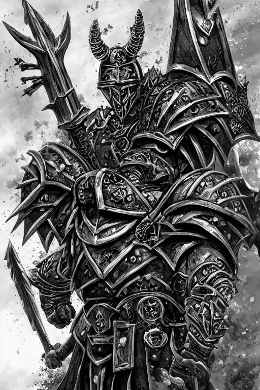 Image similar to chaos warrior, fantasy, warhammer, highly detailed, digital art, sharp focus, trending on art station, kentaro miura manga art style