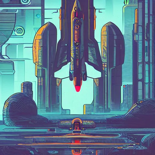 Prompt: rockets that shuttle in the universe by dan mumford, digital painting, artstation, concept art, smooth, sharp focus, illustration ， cyberpunk