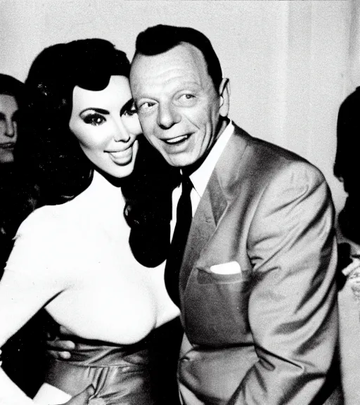 Image similar to Frank sinatra hugging kim kardashian