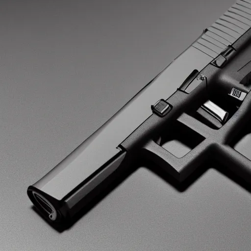 Image similar to A long shot Octane render of a Glock 18, 4k, ultra HD