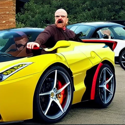 Image similar to Walter White dringing a LaFerrari