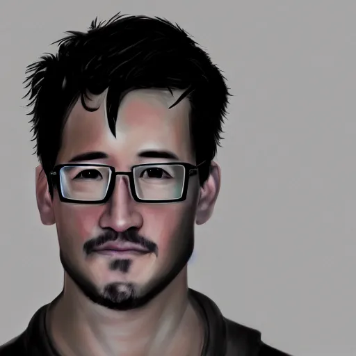 Prompt: markiplier in a dark dungeon digital painting art