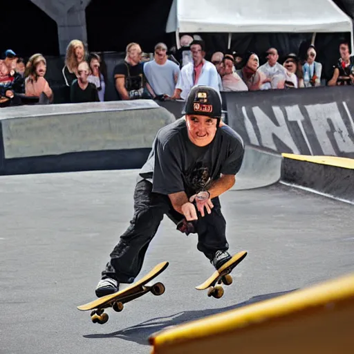 Prompt: jason alexander skateboarding at x - games magazine photo